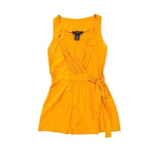 Arden B. Orange Sleeveless Wrap Top